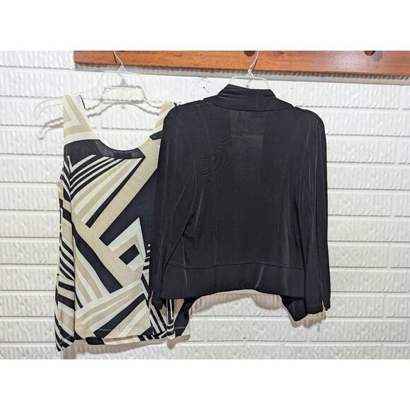 Travelers by Chico's Women's Black & Cream 2-Piece Geometric Pattern Top & Jacke - Picture 3 of 8